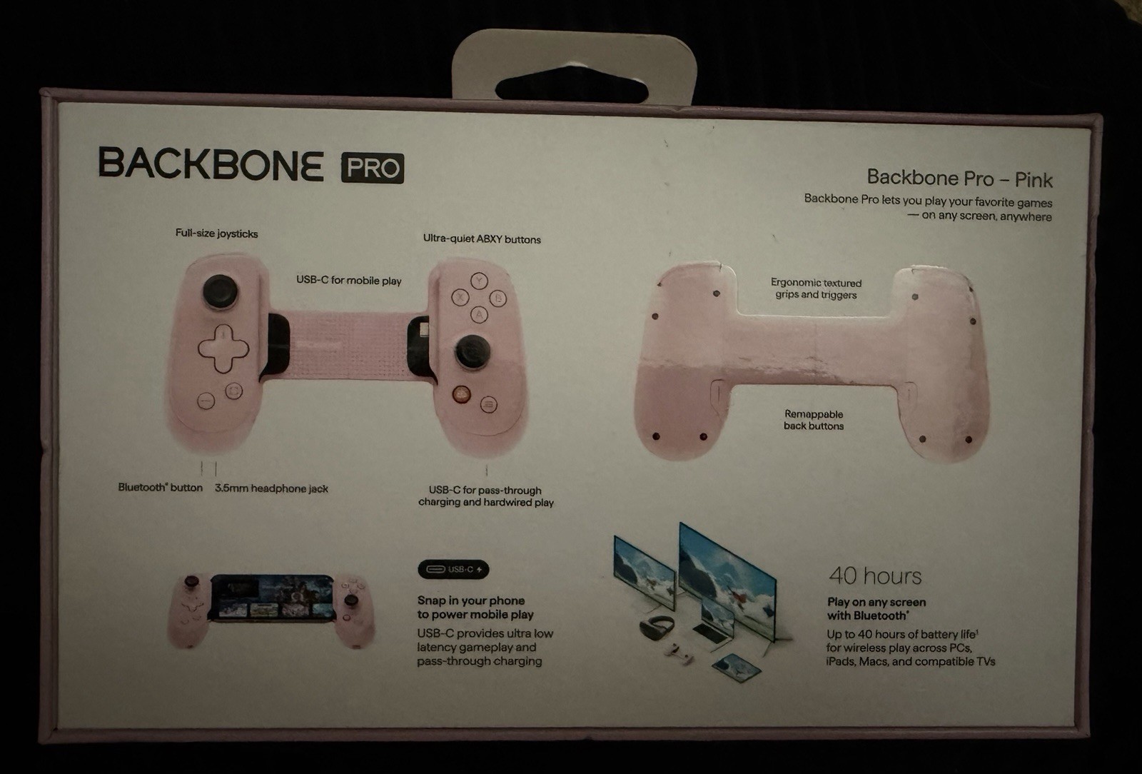 Backbone Pro USB-C Mobile Gaming Controller Pink iPhone Android Complete Box