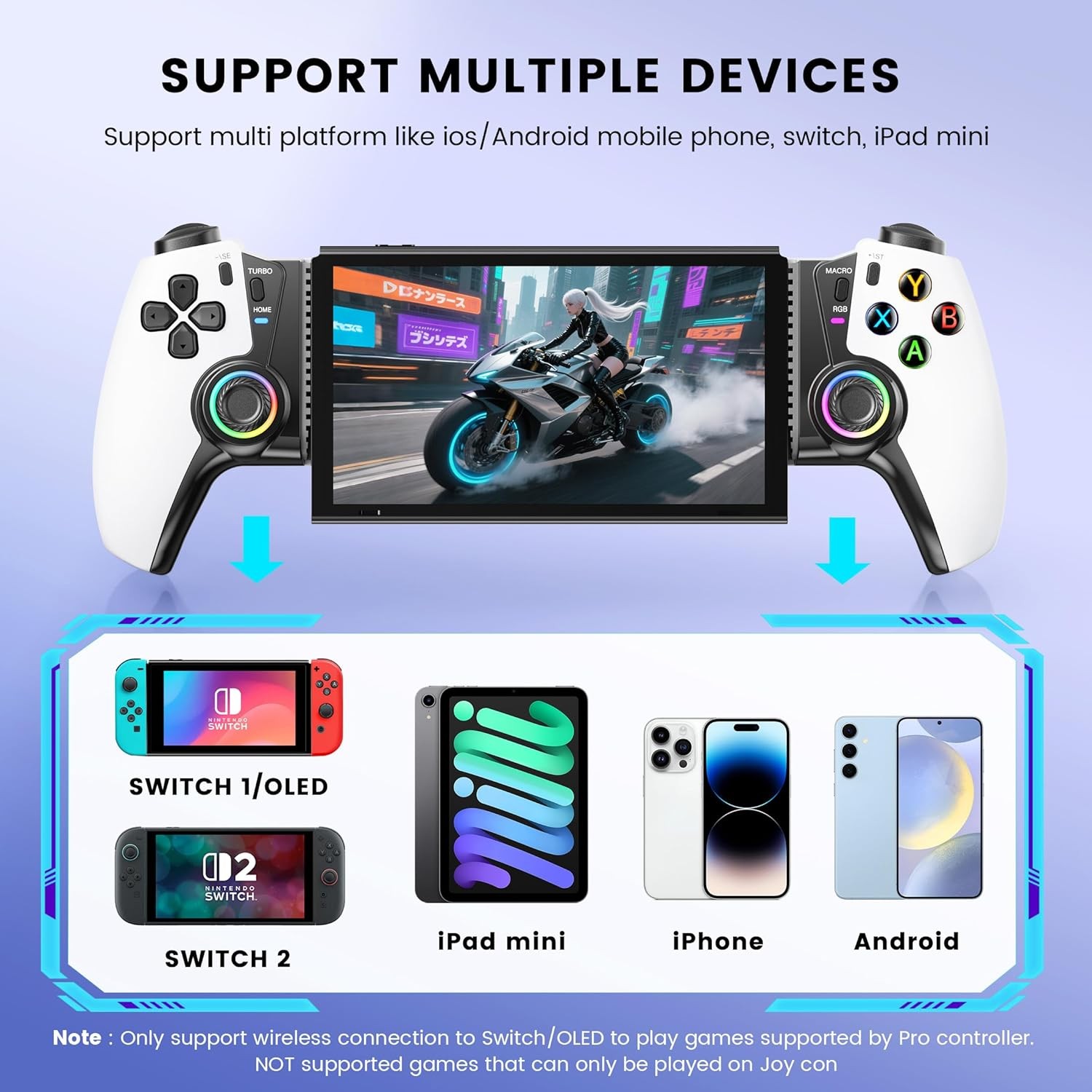 Mobile Gaming Controller for iPhone/Android/Switch 2/Switch/OLED/iPad Mini