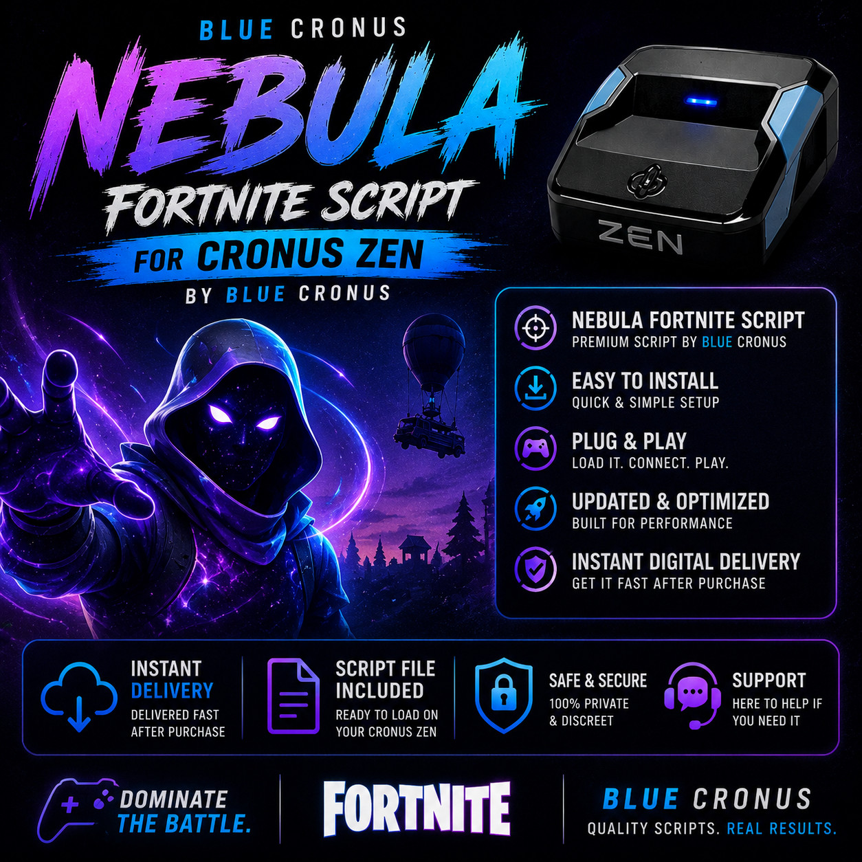 Nebula Fortnite Cronus Zen Script by Blue Cronus | Instant Digital Delivery