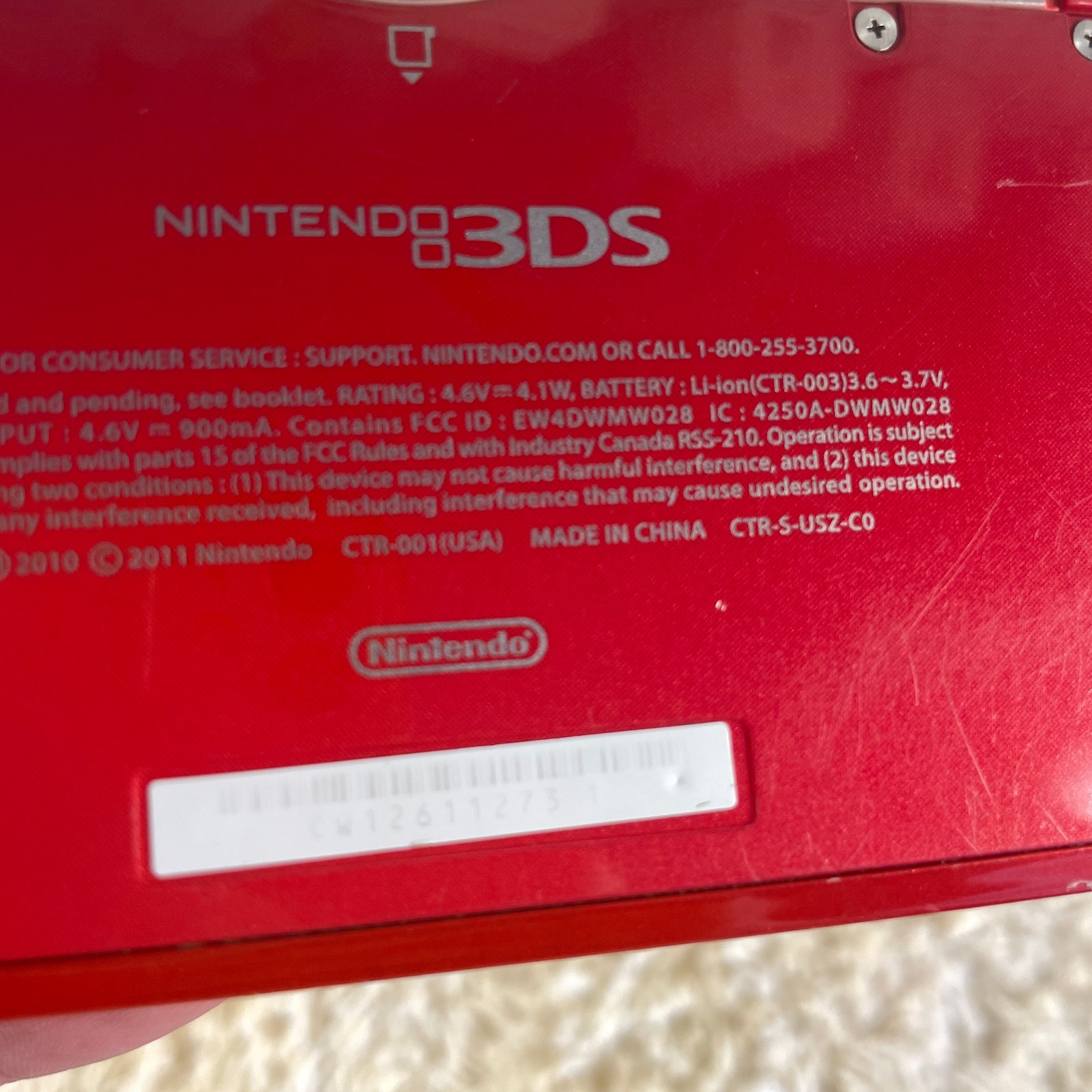 Nintendo 3DS Flame Red Handheld Console System CTR-001 READ