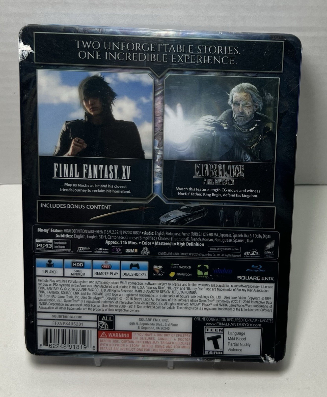 Final Fantasy XV Deluxe Edition PS4 SteelBook Complete CIB ••