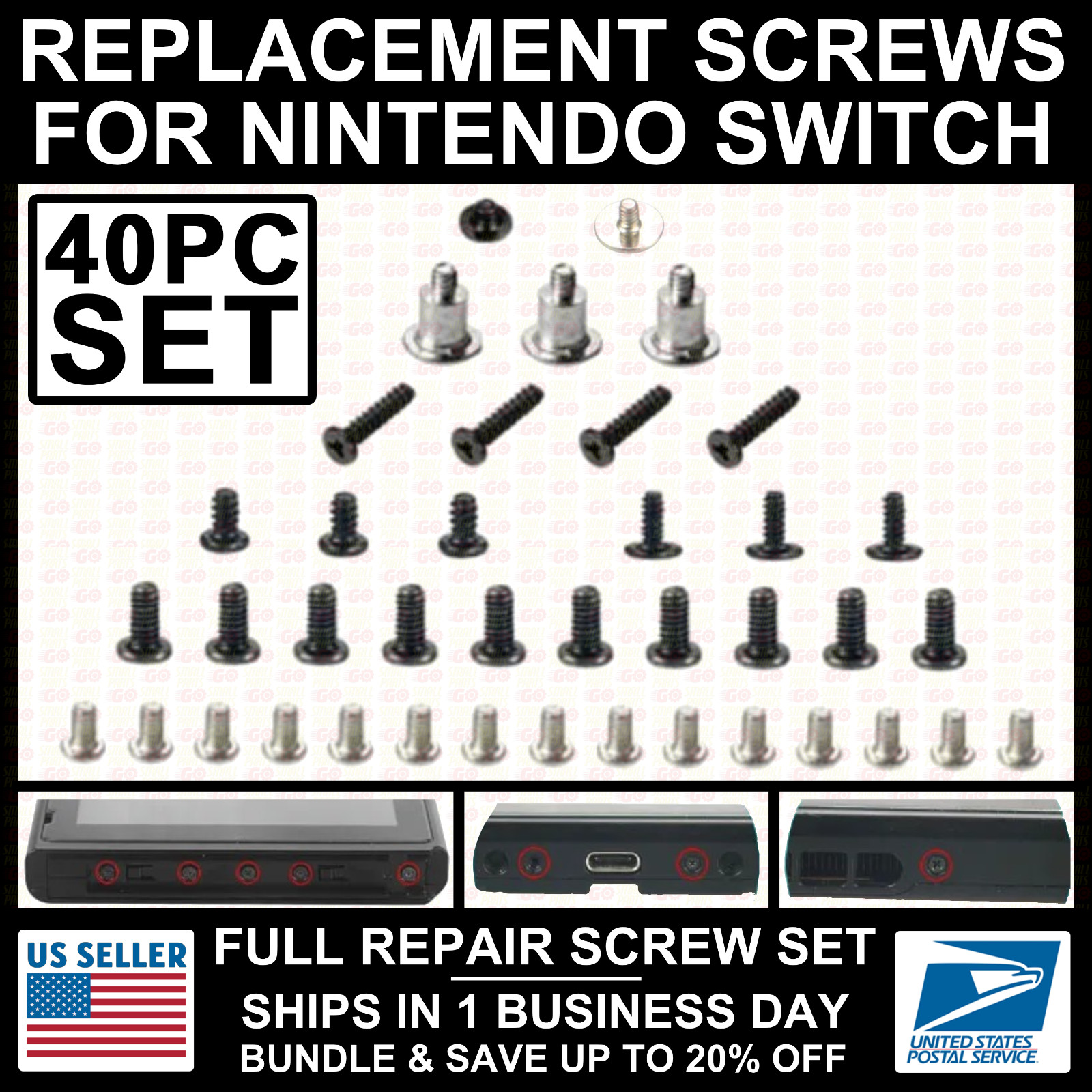 40pcs Screws for Nintendo Switch Console Full Set Repair Replacement Housing
