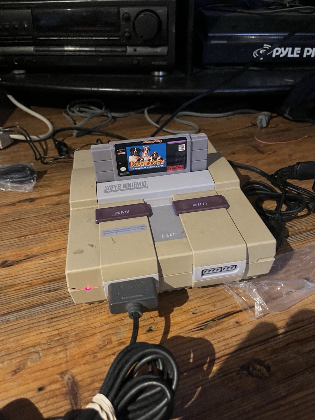 Super Nintendo SNES Console Cords Controller Tested And Working Cosmetic Damage
