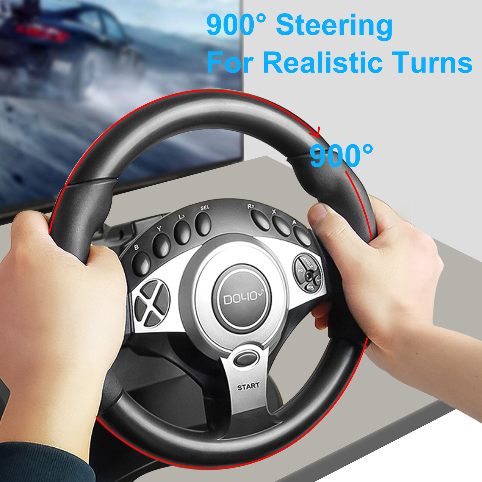 270/900° DOYO PC Steering Wheel Racing Gaming Simulator Pedal Set