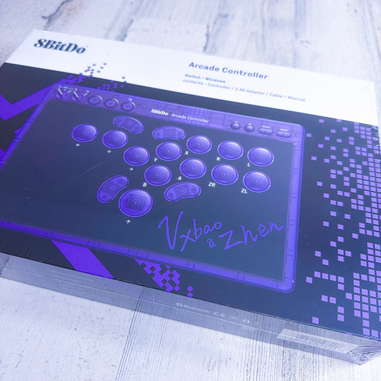 Arcade Controller Transparent Purple Signature Edition 8BitDo All-Button Switch