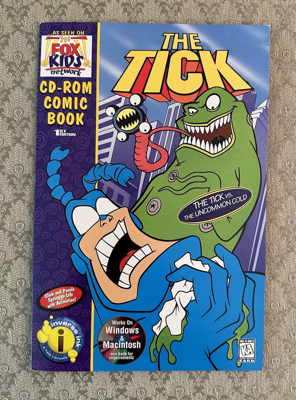 The Tick Vs The Uncommon Cold CD-ROM Comic Book Windows Mac Fox Kids TV 1996