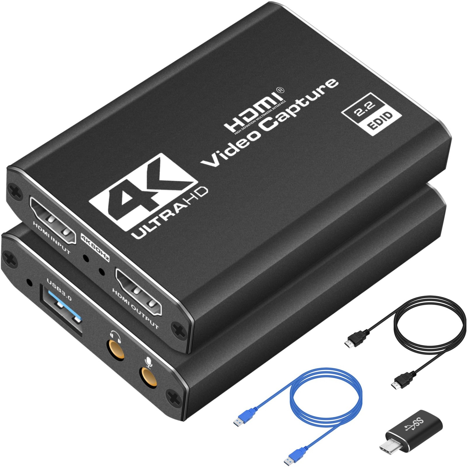4K HDMI Capture Card USB 3.0 – 1080P 60FPS Gaming & Streaming Video Black