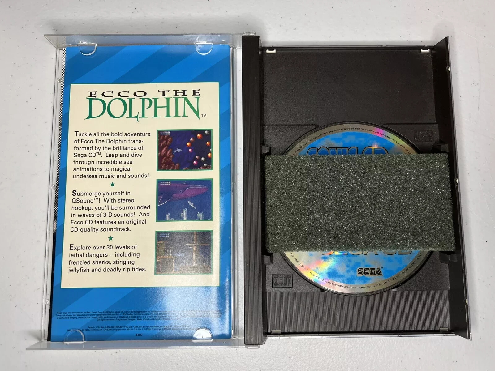 SEGA CD Saturn Replacement Long Box CD Disc Video Game Case Holder + Foam