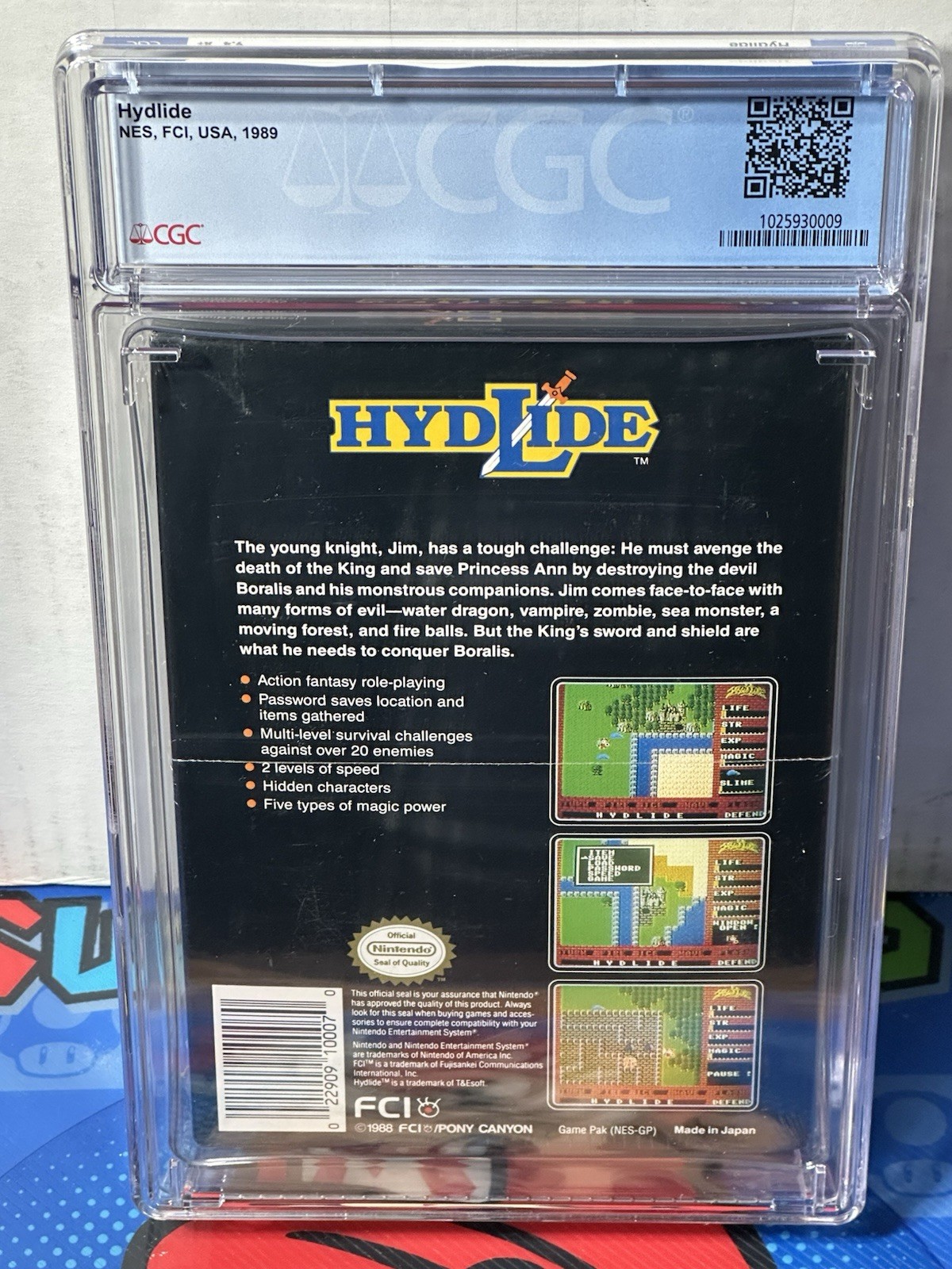 NES Nintendo HYDLIDE CGC 9.4 A+ CIB | Oval SOQ TM, USA 1989