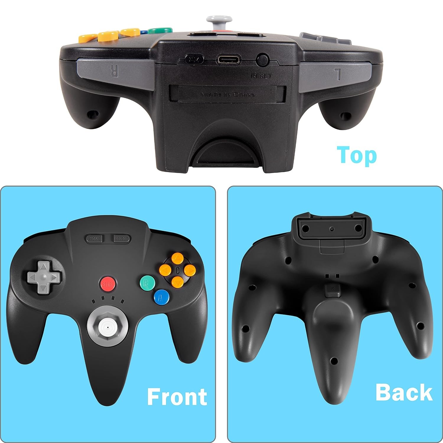 2.4 GHz Wireless N64 Controller, Compatible with N64 Console – Built-in Rumble