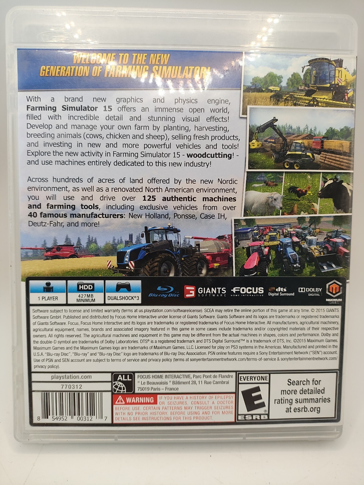 PS3 Sony PlayStation 3 – Farming Simulator 15 (2015) & Simulator With Manuals