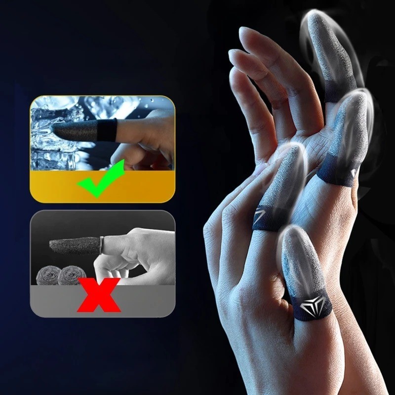 2PCS Gaming Finger Sleeves Sweatproof Anti Slip Touch Screen Gloves Set