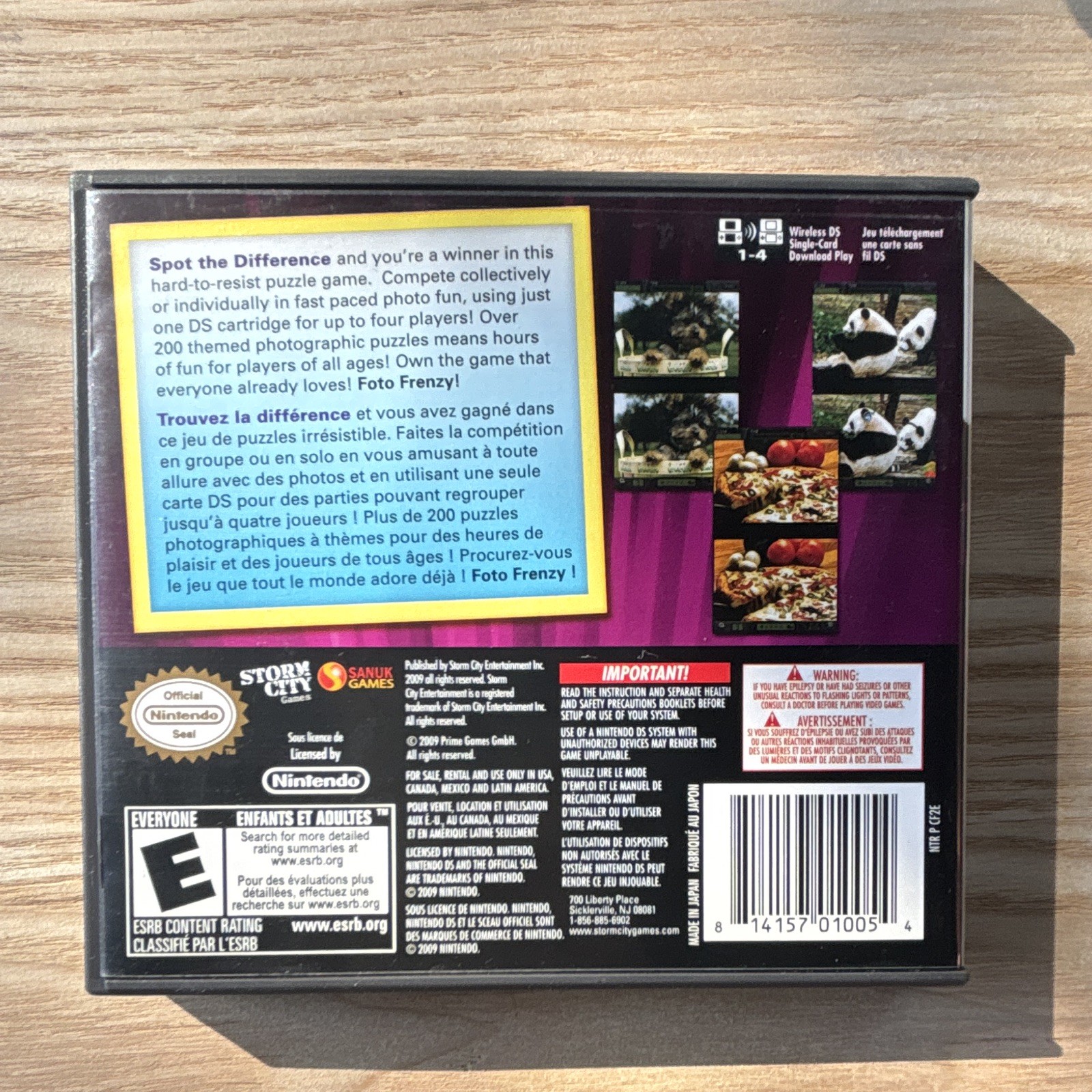 Storm City Games Foto Frenzy Spot the Difference Nintendo DS Manual E 2009