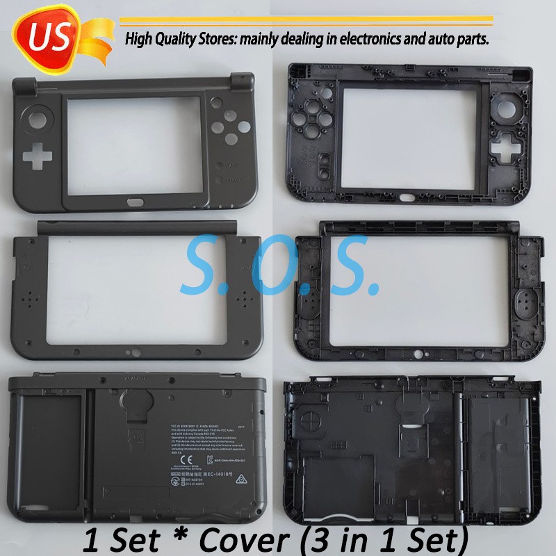 3in1 Top Bottom Middle Frame Housing Shell Case Battery Cover For New 3DS XL LL