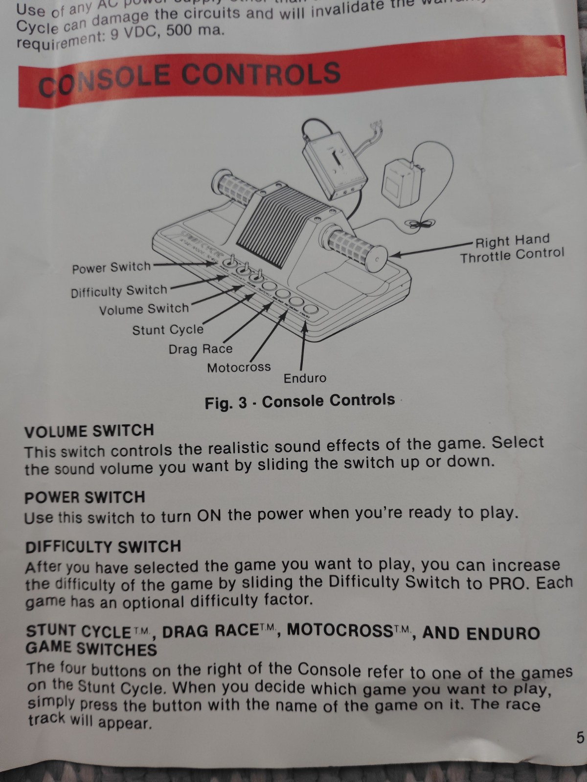 Atari SC-450 Stunt Cycle vintage home console video game 1978