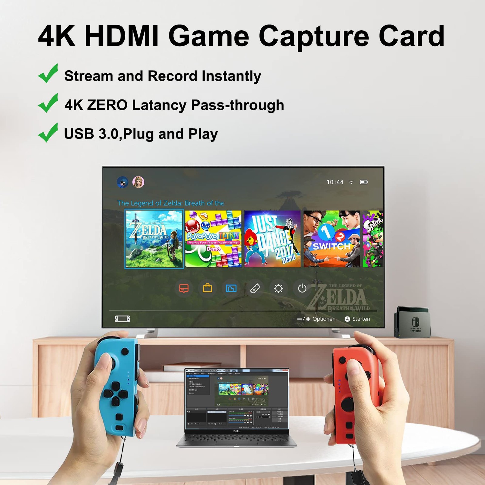 4K HDMI Capture Card USB 3.0 – 1080P 60FPS Gaming & Streaming Video Black