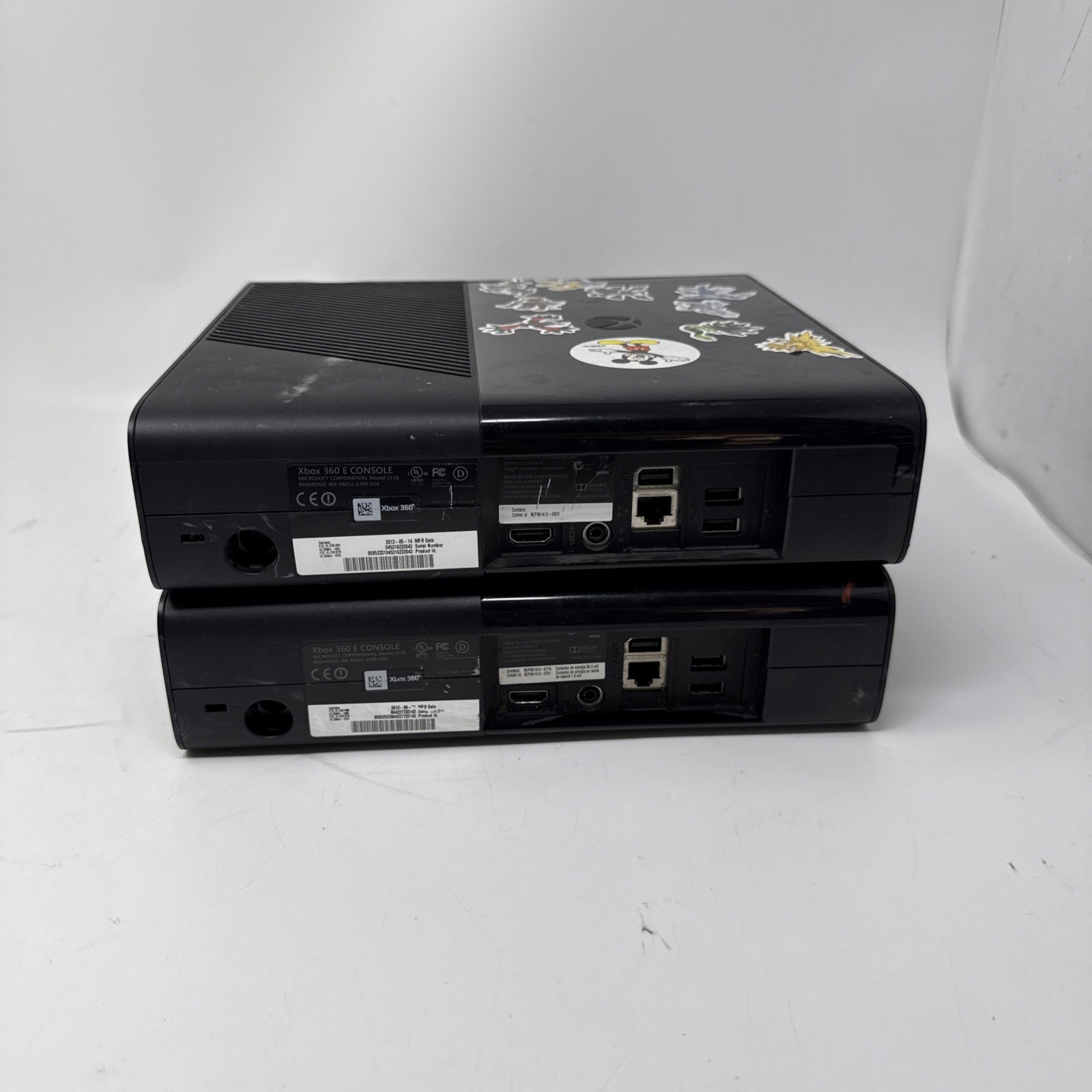 Lot Of 2 Broken Microsoft XBox 360 E Console 1538 Parts Only/Repair No HDD