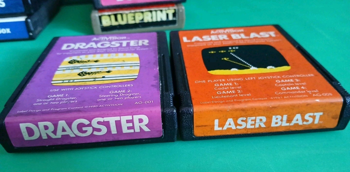 9 Atari 2600 Games Lot – Blueprint Squeeze Box Frogs & Flies Activision Dragster