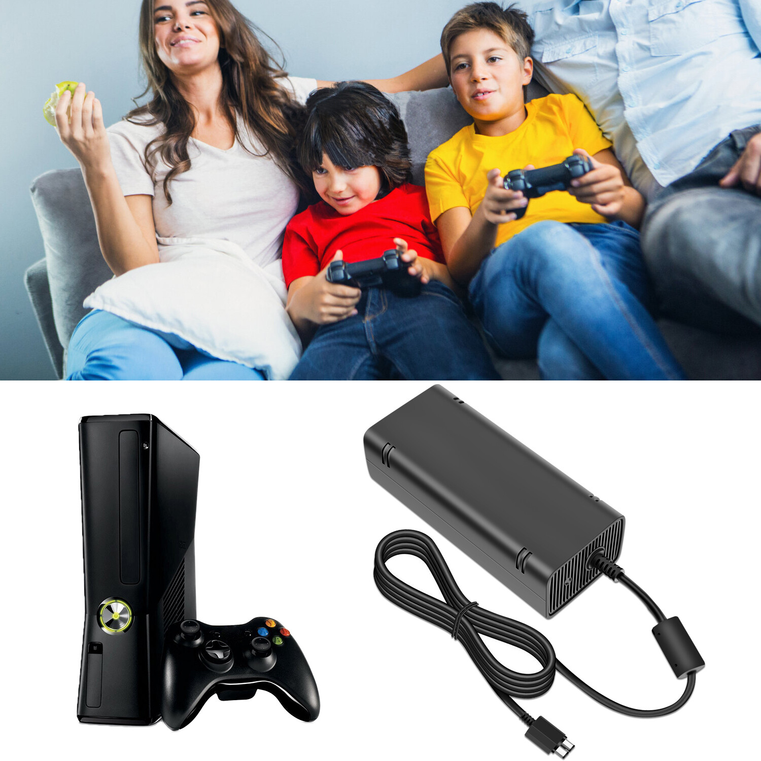 For Microsoft Xbox 360 Slim Power Supply Adapter Brick Charger Power Cord Cable