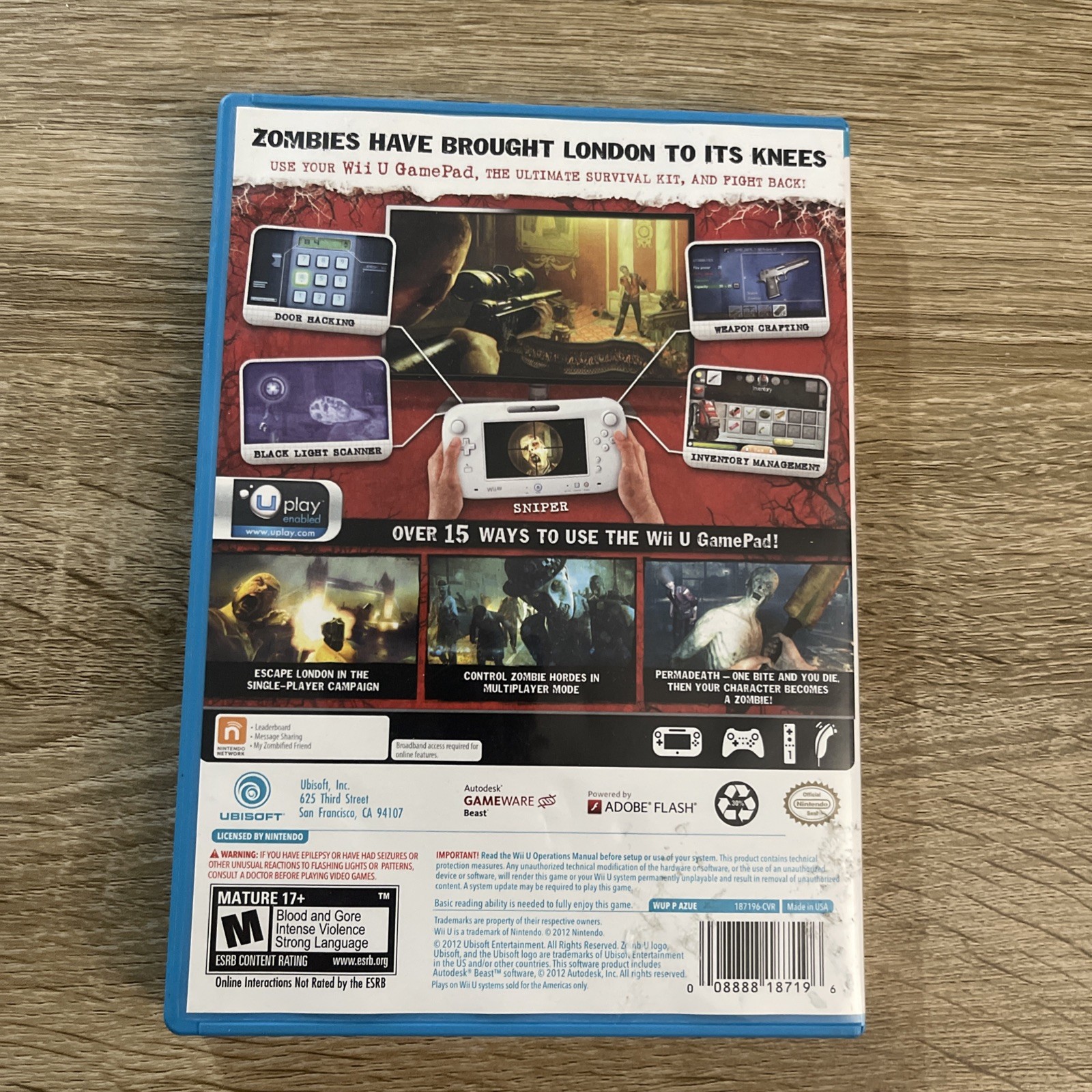 ZombiU (Nintendo Wii U, 2012) Complete W/ Manual CIB
