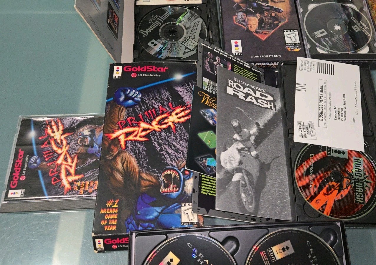 3DO 5 Game Lot Including PRIMAL RAGE, BOUNTY HUNTER, ROAD RASH + MORE READ!