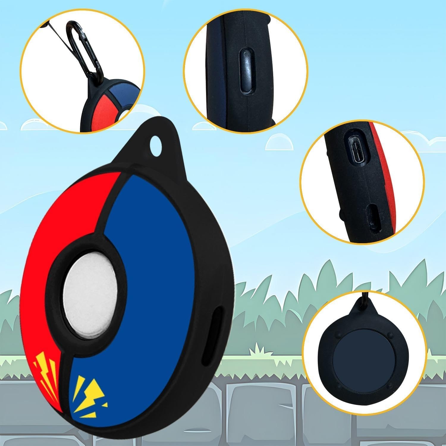 Ergonomic Black Silicone Case for Poke GO Plus+ 2023 – Washable & Portable
