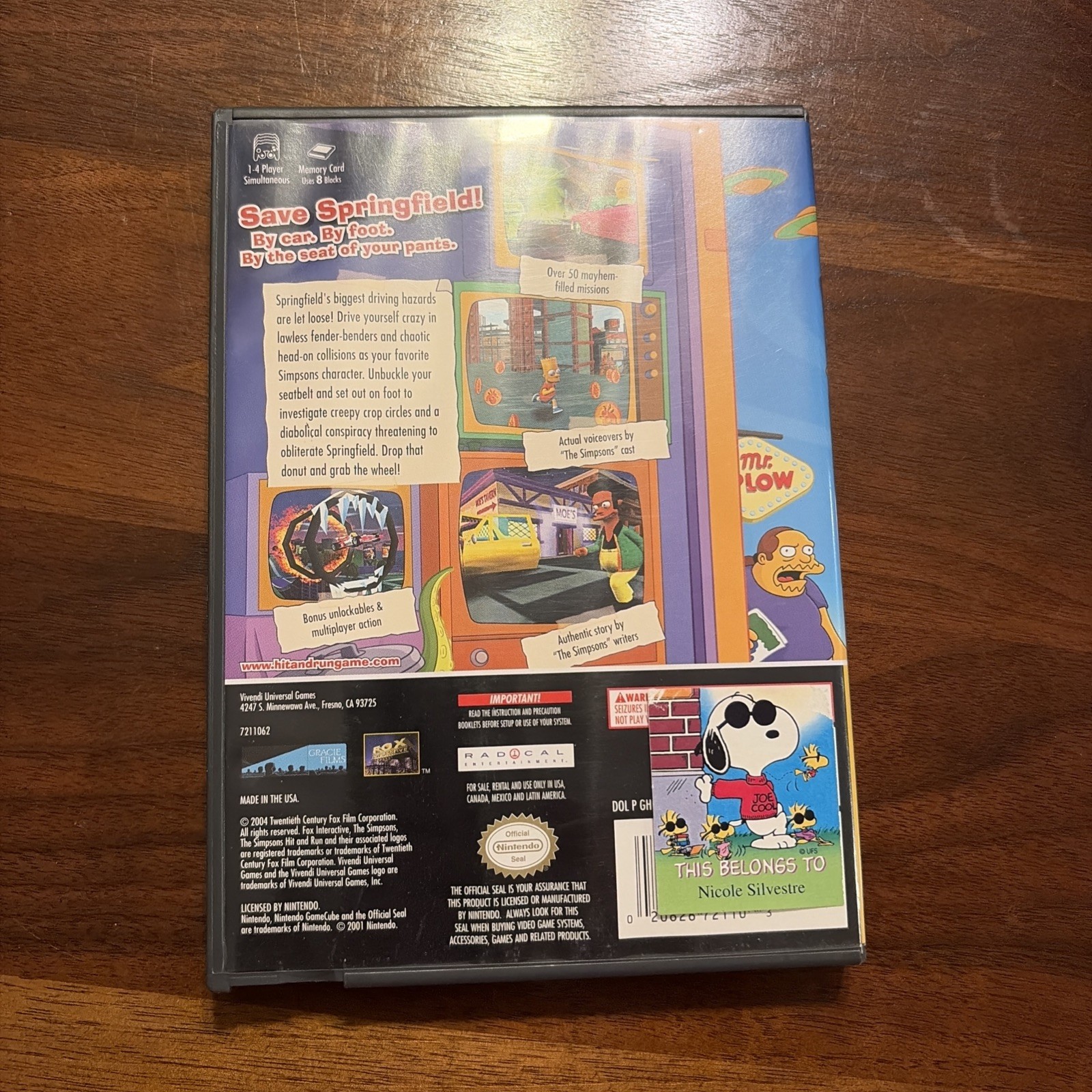 The Simpsons Hit And Run Nintendo GameCube CIB
