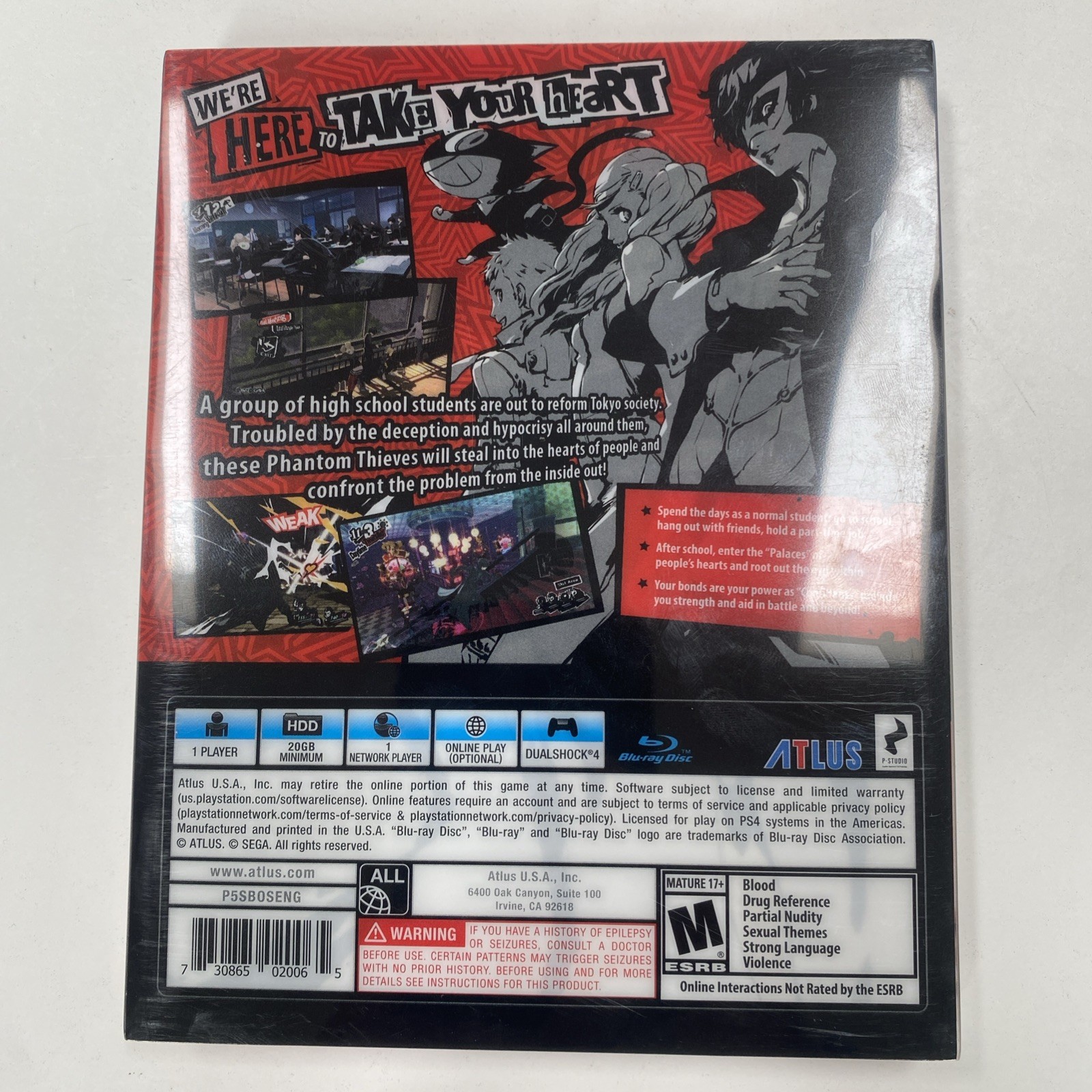 Persona 5 (Steelbook Edition) For PS4 – Sony PlayStation 4-Tested Working