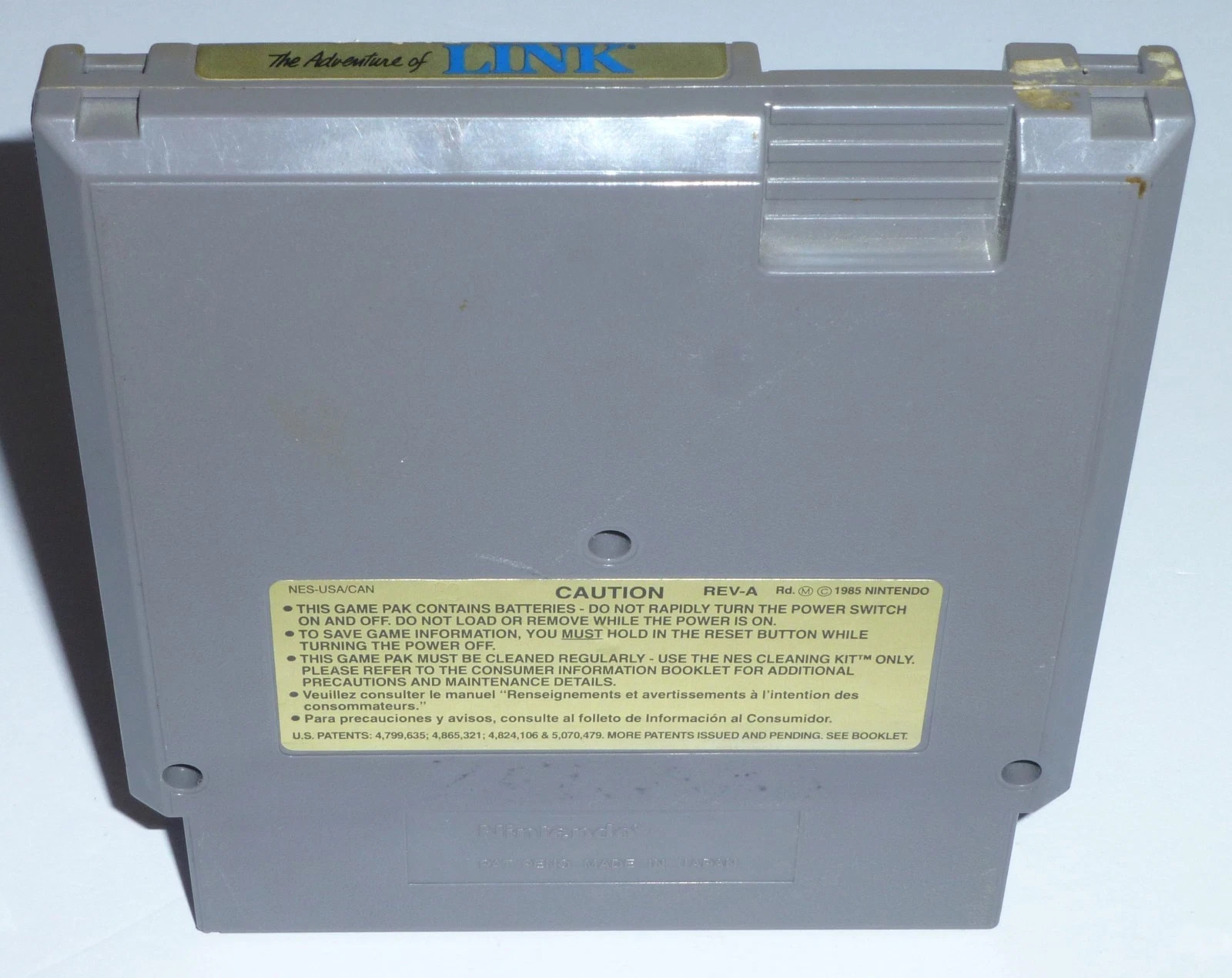 Zelda 2 II The Adventure of Link Gray Cart (Nintendo NES Authentic) Tested Works
