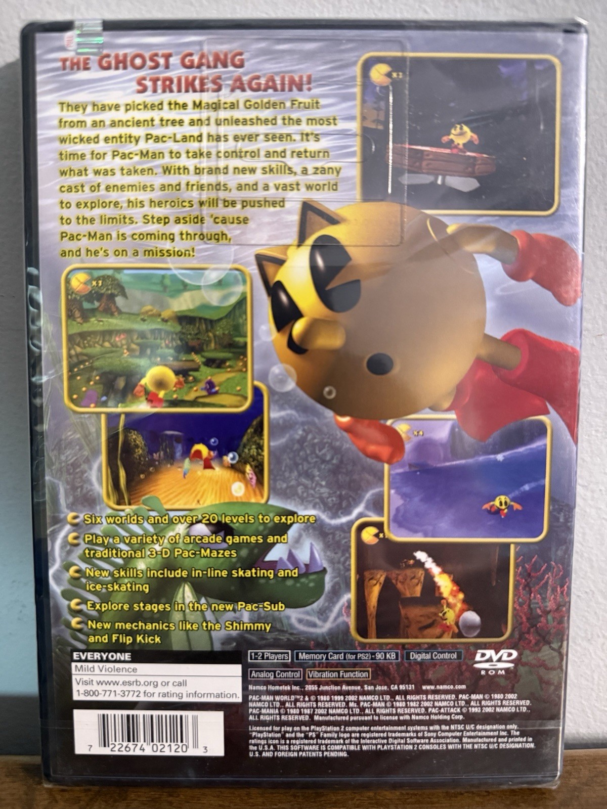 Pac Man World 2 (Sony PlayStation 2, 2002) Brand New Sealed Black Label Hang Tab