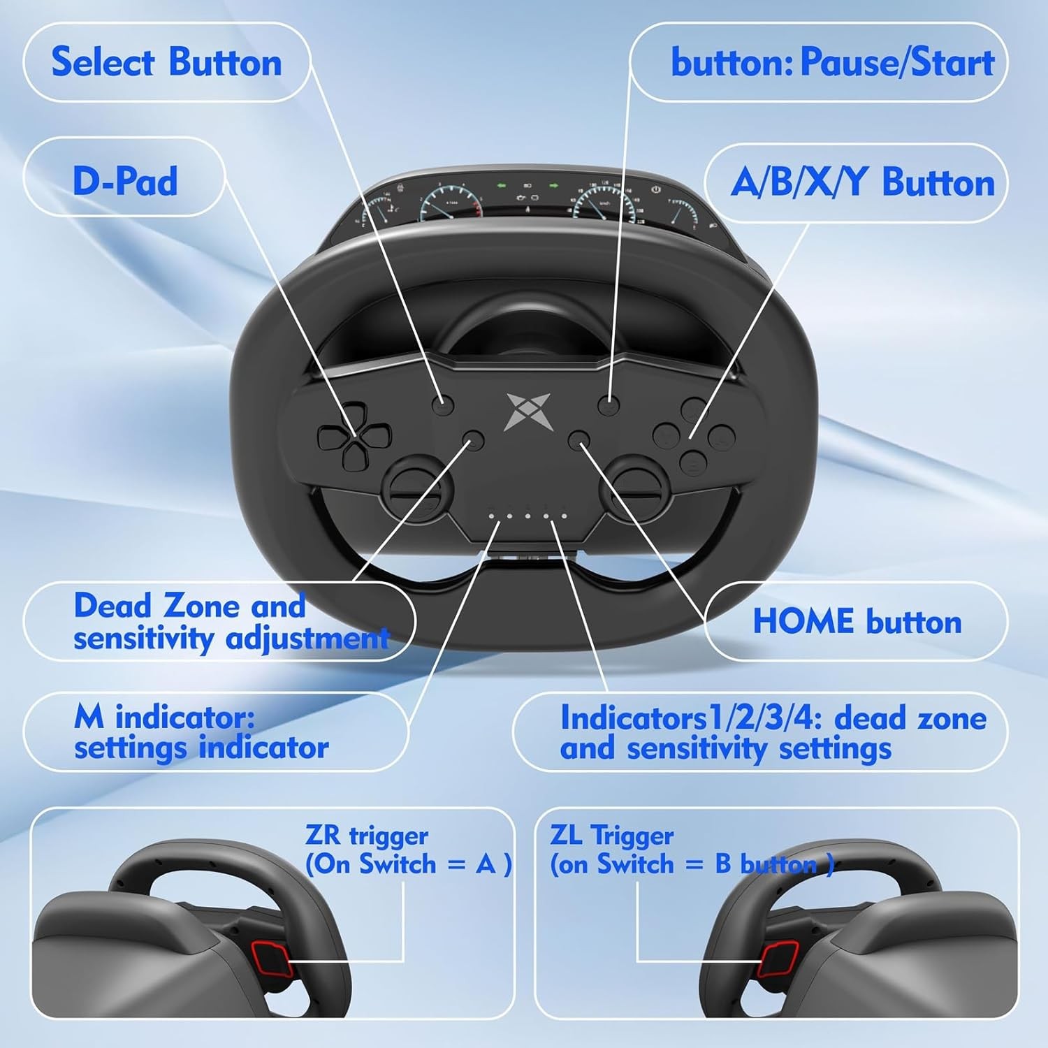 Bluetooth wireless connection Racing Wheel Pedals for PC P4 P3 Switch2 Android