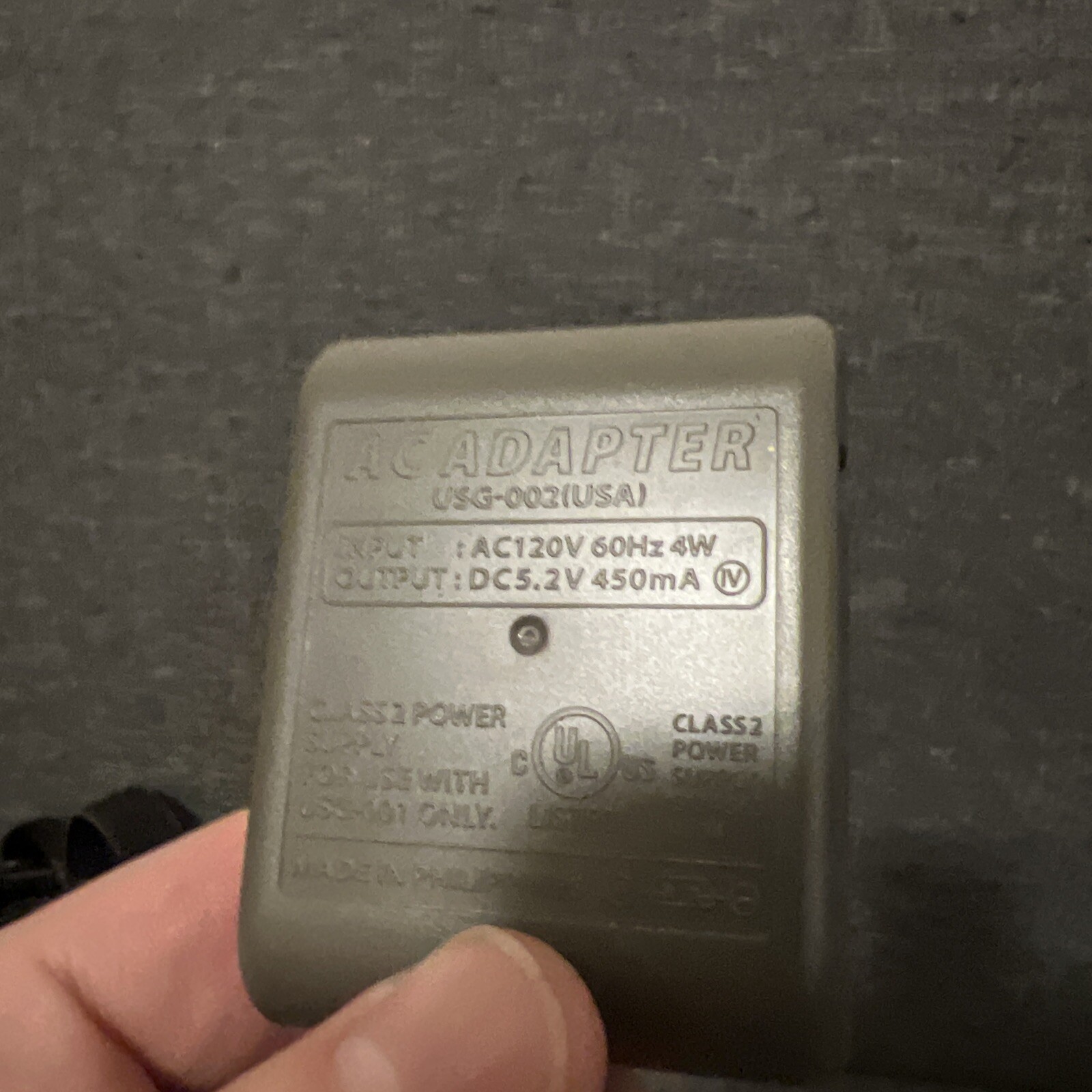 Nintendo Charger Gameboy Advance DS Lite USG-002 AC Adapter Plug Tested OEM Gray