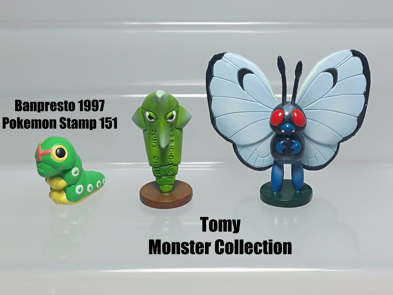 Pokemon Figure Butterfree Metapod MC Tomy & Caterpie Stamp Banpresto 0.9-1.9in
