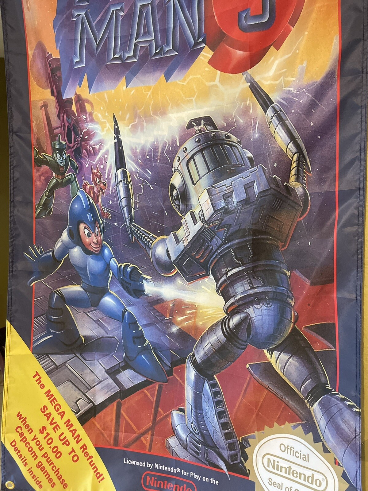 Mega Man 3 5ft Flag Nintendo NES 1990 Banner Poster Capcom