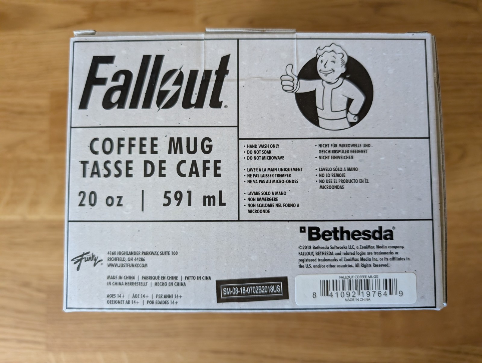 Fallout Vault Boy 3D Coffee Mug 20 oz Just Funky Ceramic Cup Bethesda