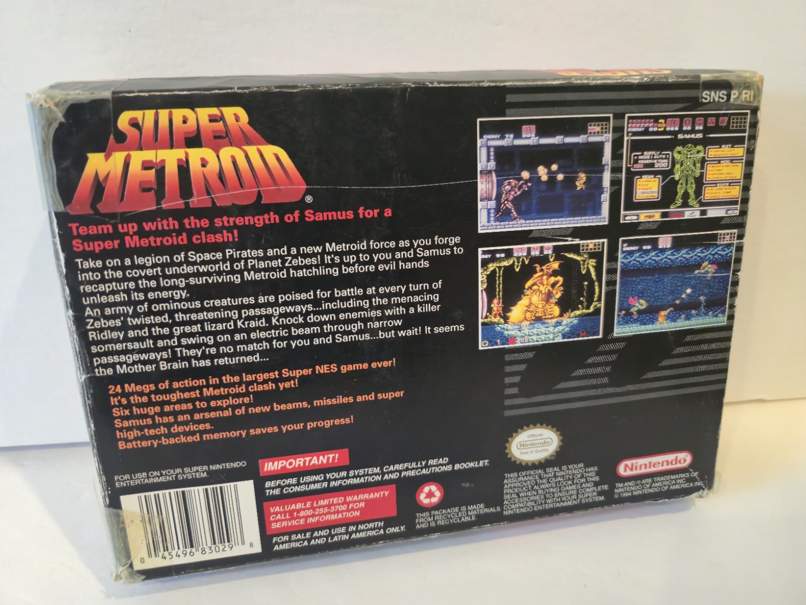 Super Metroid Super Nintendo SNES Game & Box