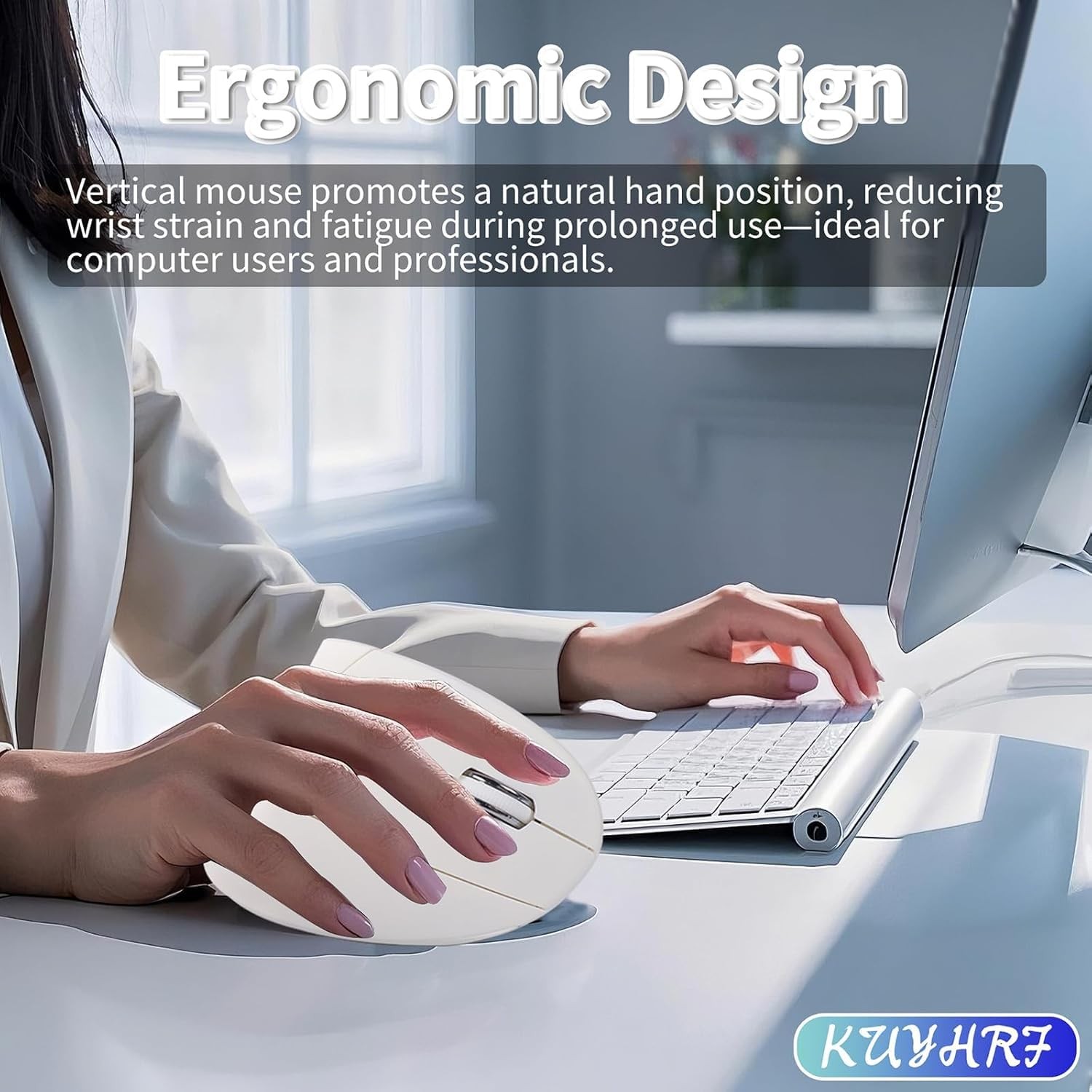 Ergonomic Vertical Wireless Mouse – USB C Dual Interface, Multi-Device Compat…