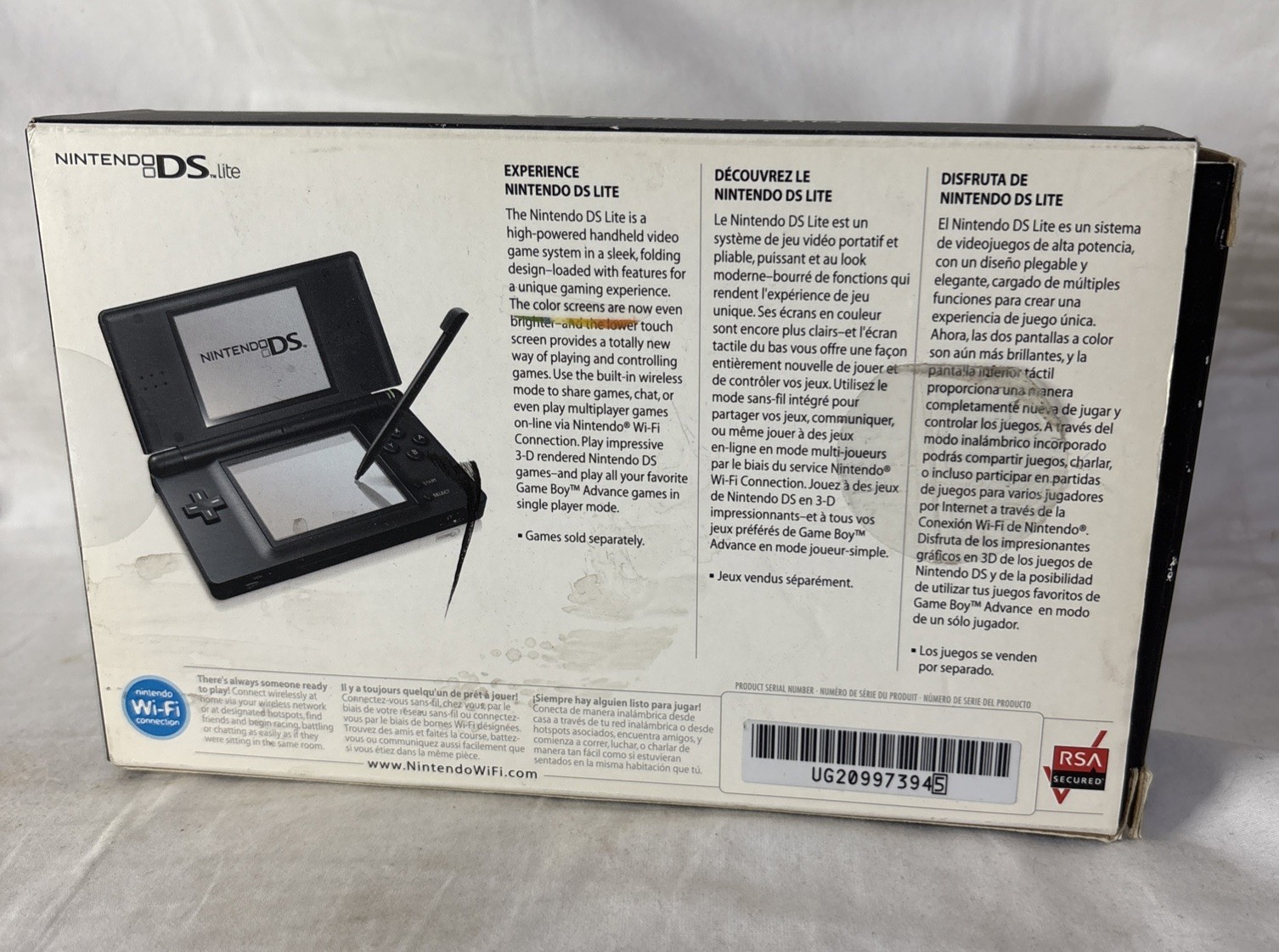Nintendo DS Lite System Onyx Black BOX & Booklet ONLY