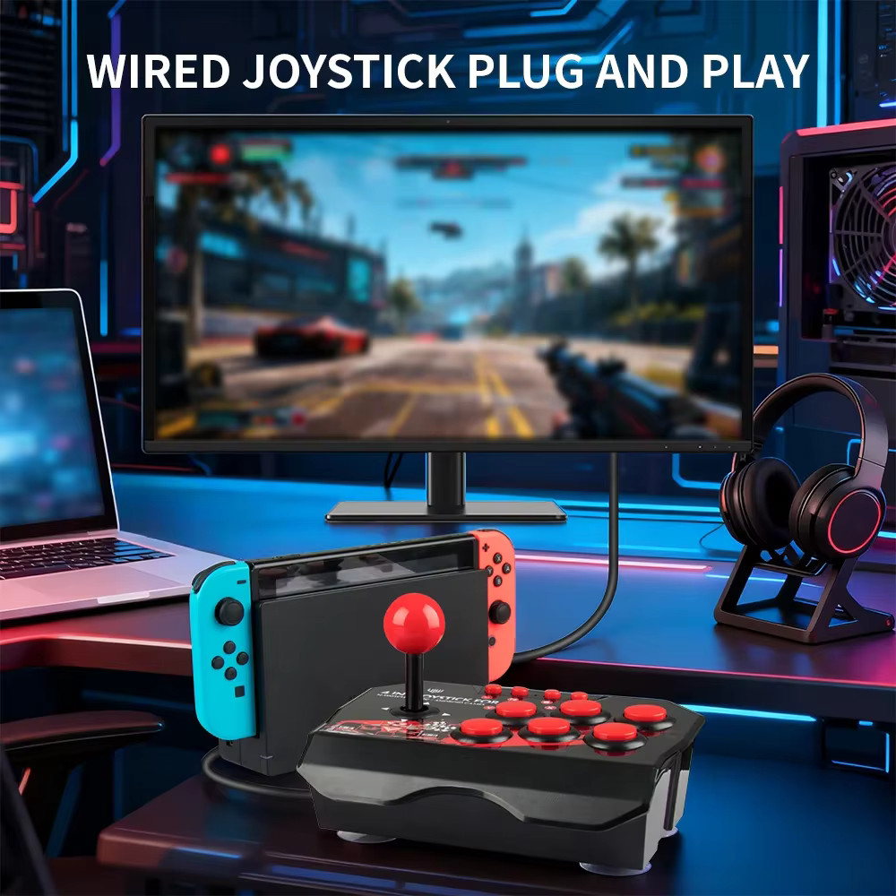 4 in 1 Retro Arcade Game Joystick Controller USB Wired for PS3/Switch/PC/Android