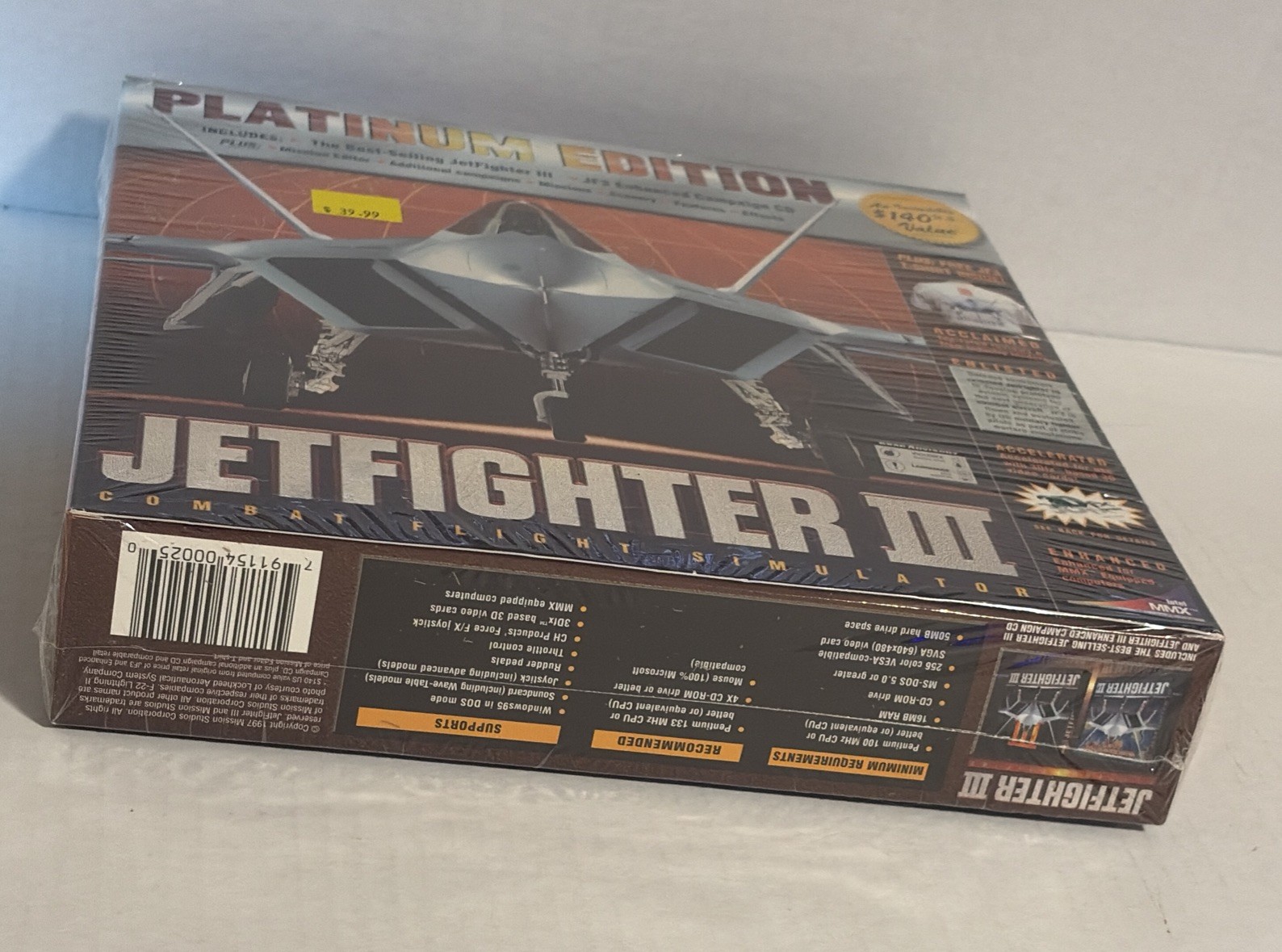 JetFighter III Platinum Edition PC BIG BOX-No Shirt-Combat Flight Simulator 1997