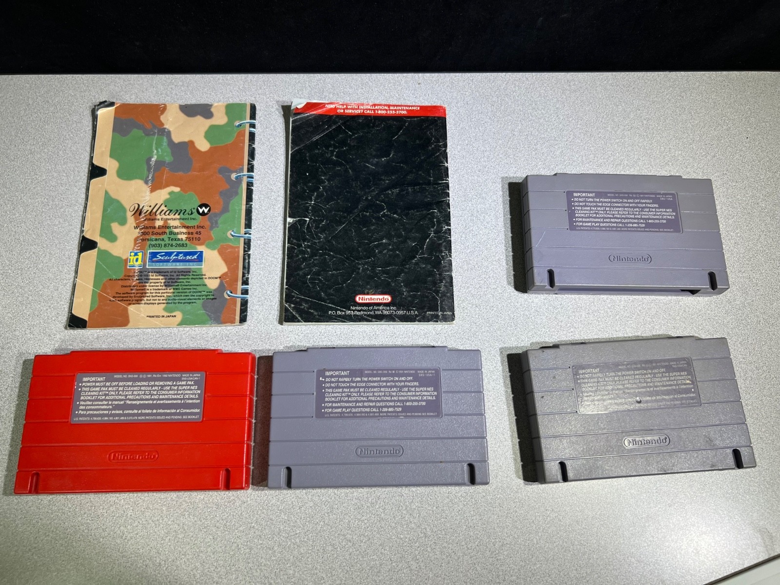 Super NES SNS-001 Console, Controllers, Paint Pad w/Mouse, Game Genie & 7 Games