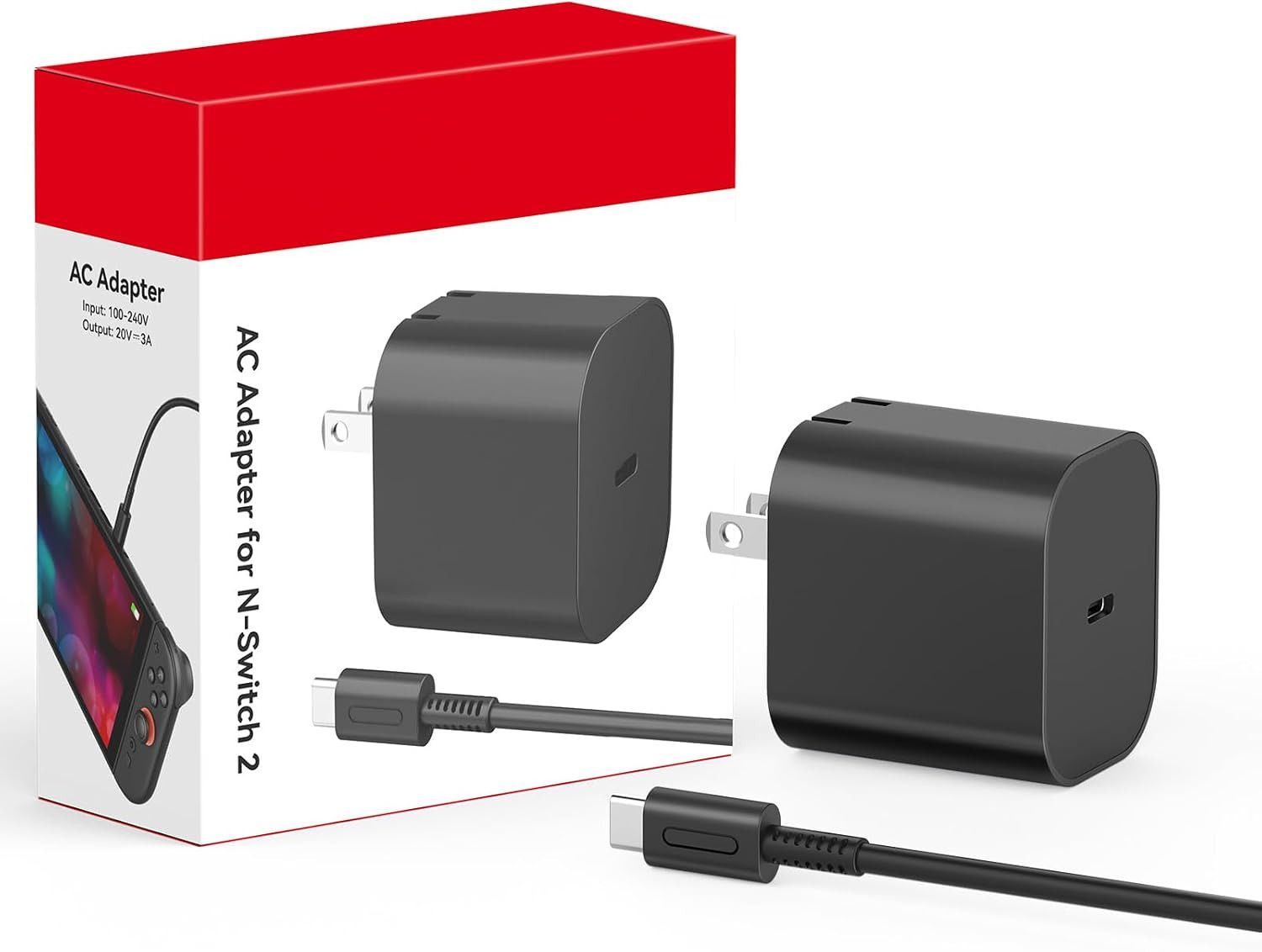 Charger for Nintendo Switch 2-20V 3A 60W AC Adapter Fast Charging with 5FT USB C