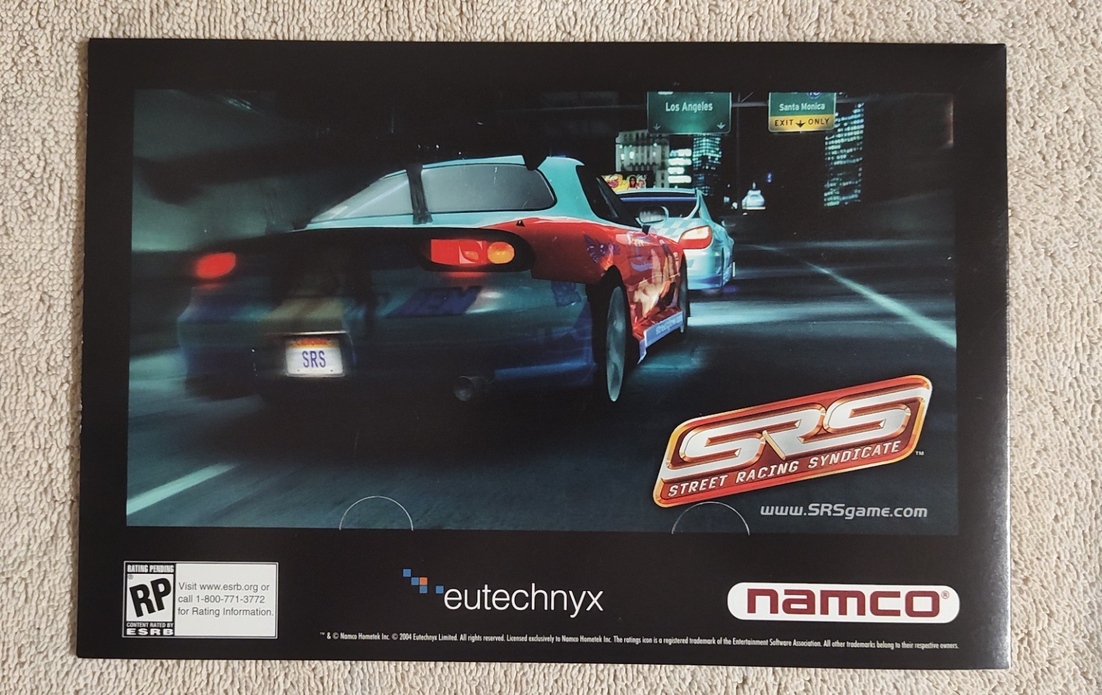 2004 Namco Street Racing Syndicate Photo Sleeve E3 Swag Rating Pending Folder