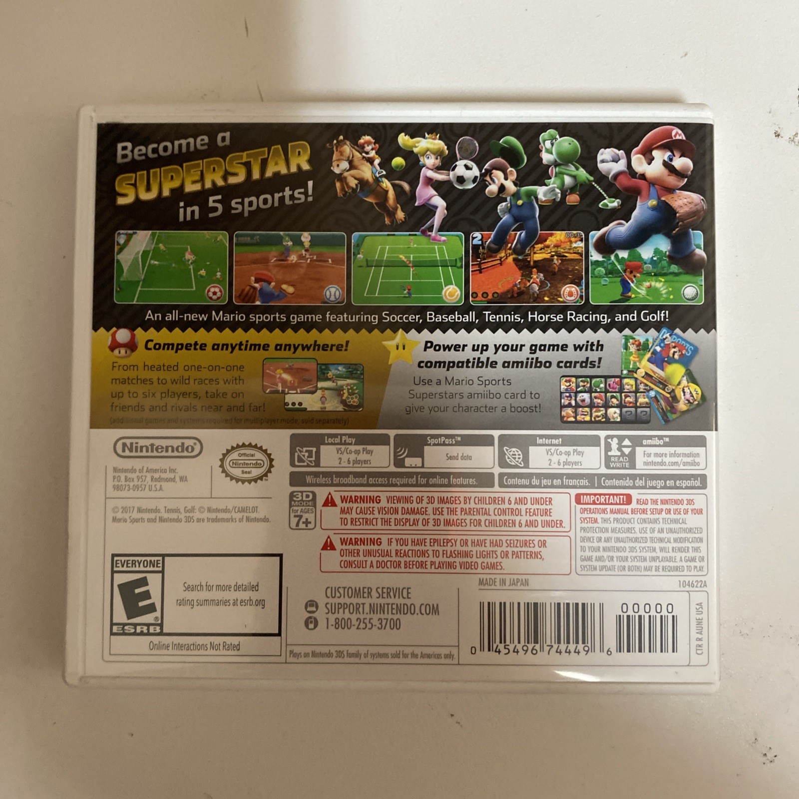 Mario Sports Superstars (Nintendo 3DS, 2017) Case Only No Game