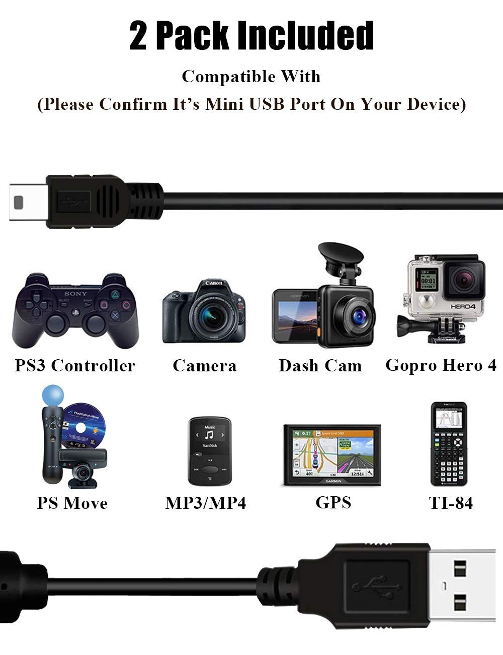 10 FT NEW Wireless Controller USB Charging Cord Cable for Sony PlayStation 3 PS3