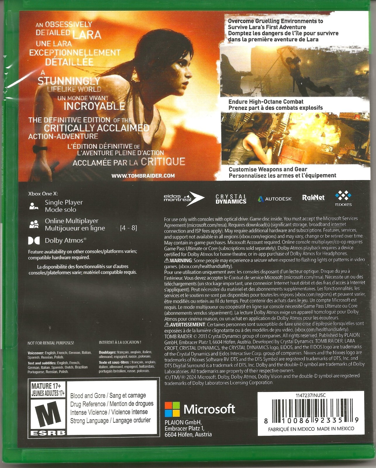 Tomb Raider — Definitive Edition (Microsoft Xbox One, 2014)