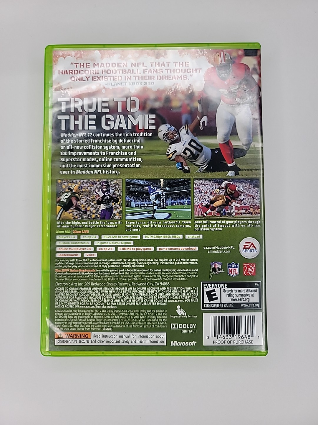Madden NFL 12 (Microsoft Xbox 360, 2011) Video Game Complete