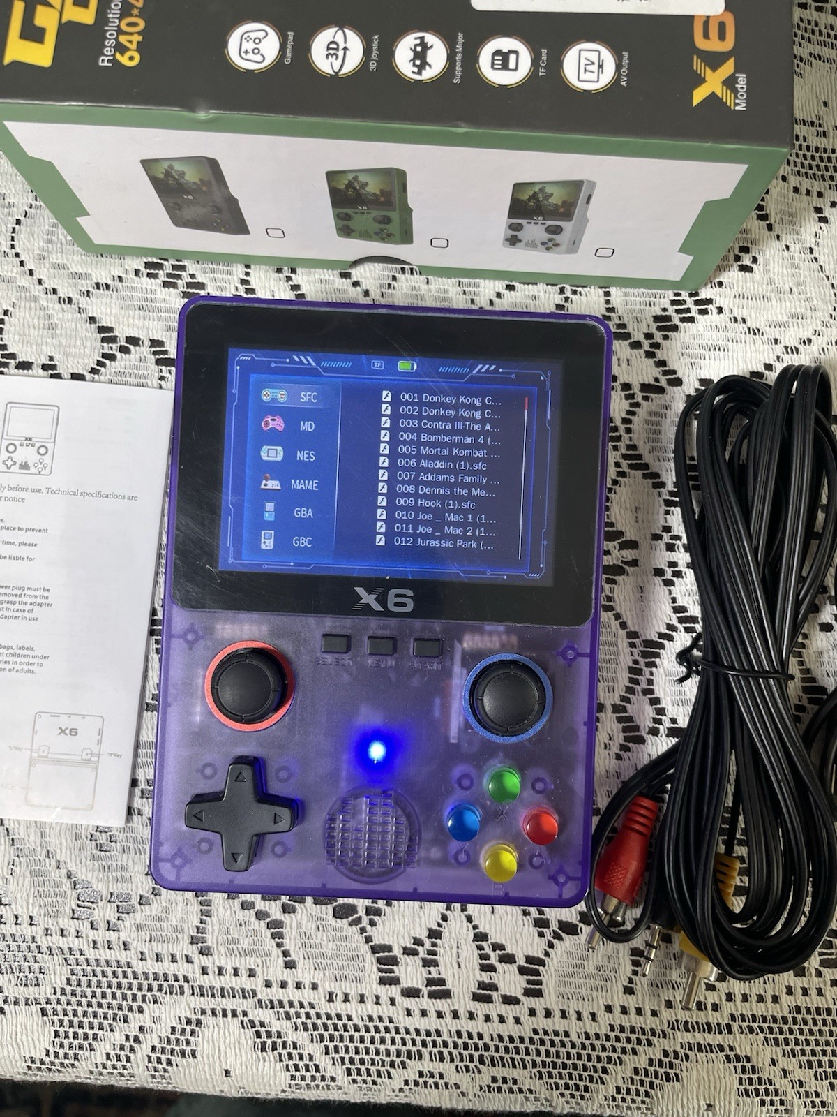 X6 Handheld Game Console Purple TV DC Music Movie E-book Photo Game Recording