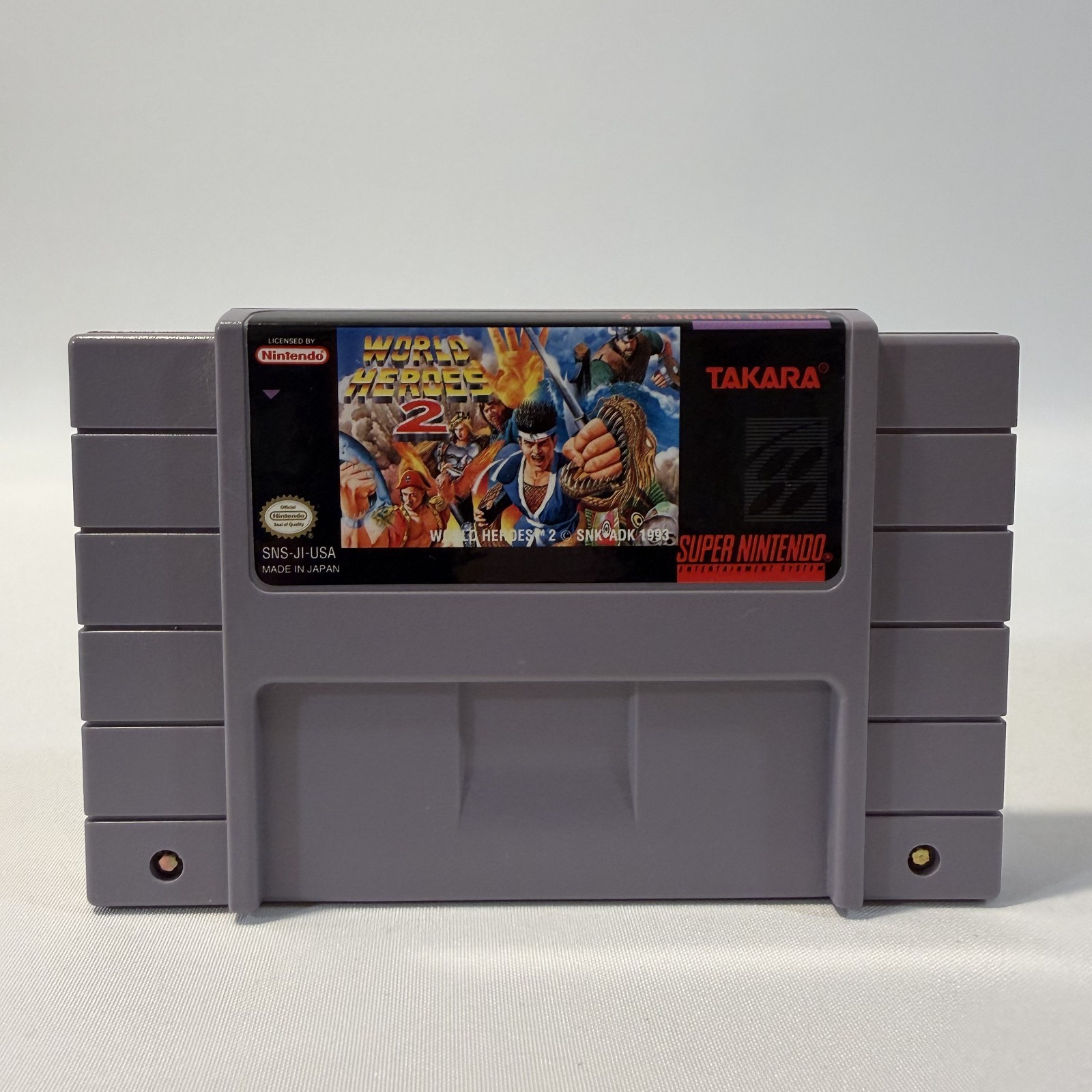 World Heroes 2 SNES Fighting Arcade Multiplayer Video Game Sunsoft Cartridge