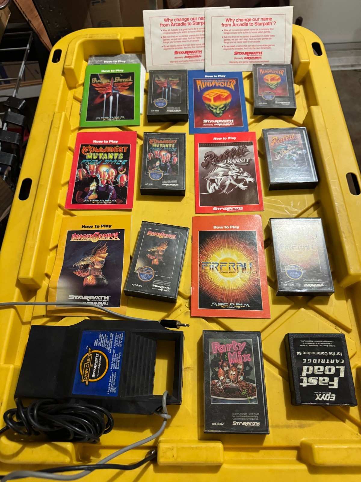 Vtg Supercharger Starpath Arcadia Atari VCS 8 Cassette Tapes Adapter Game UT
